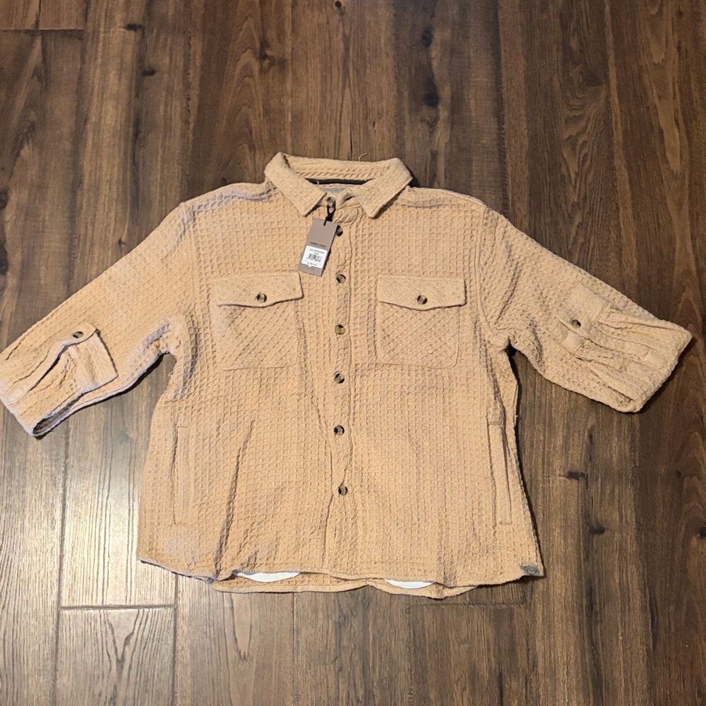 Men's Casual Button-Down Shirt in Light Beige